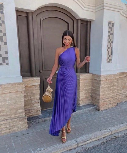 Jade | Women’s one shoulder wedding guest dress with asymmetrical hem