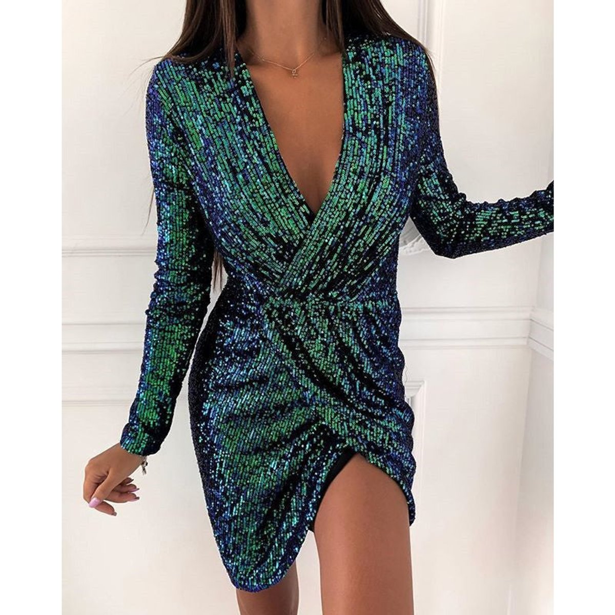 Jessamine | Women's Sequin Deep V-Neck Cocktail Dress for Parties
