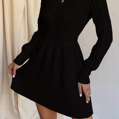 Stephanie | Women's A-Line Mini Cable Knit Sweater Dress