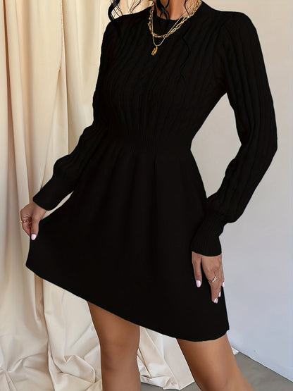 Stephanie | Women's A-Line Mini Cable Knit Sweater Dress