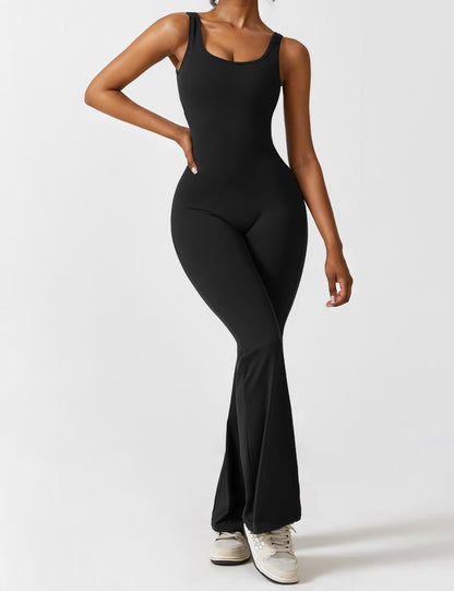 Grace | Open Back Yoga Jumpsuit with Flare Legs