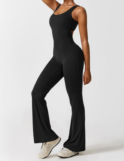Grace | Open Back Yoga Jumpsuit with Flare Legs