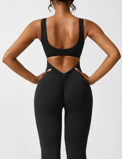 Grace | Open Back Yoga Jumpsuit with Flare Legs