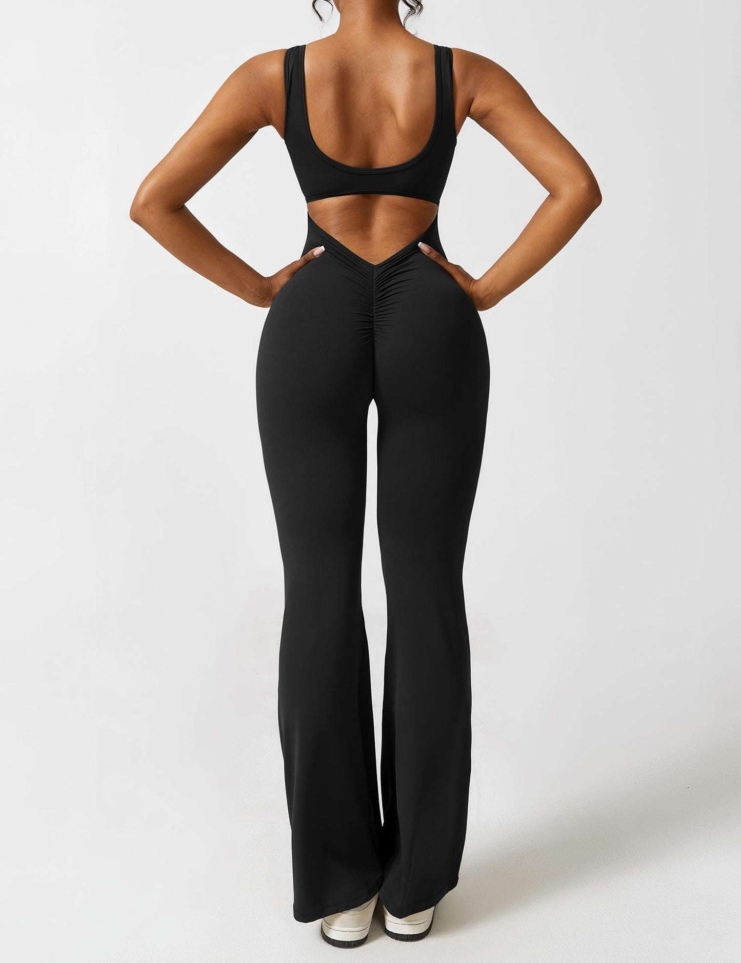 Grace | Open Back Yoga Jumpsuit with Flare Legs