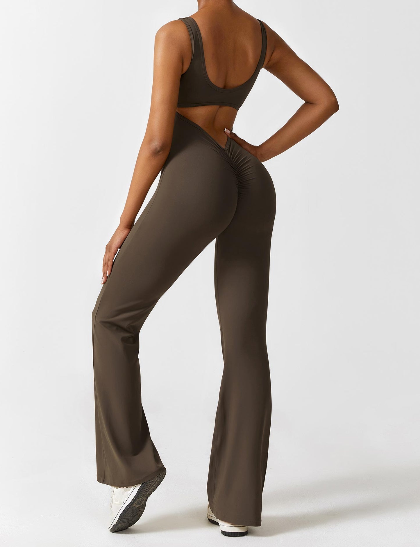 Grace | Open Back Yoga Jumpsuit with Flare Legs
