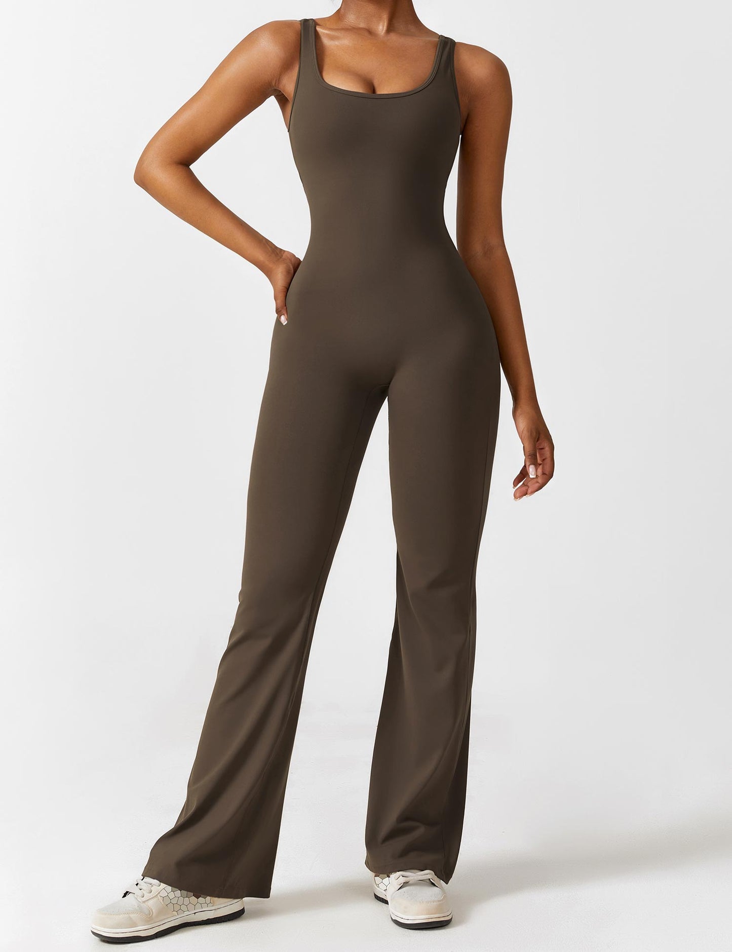 Grace | Open Back Yoga Jumpsuit with Flare Legs
