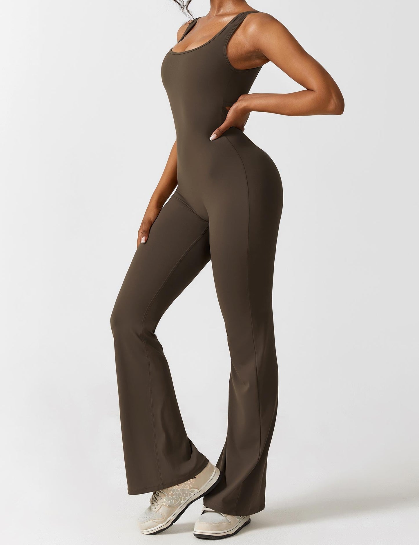 Grace | Open Back Yoga Jumpsuit with Flare Legs
