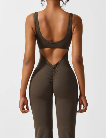 Grace | Open Back Yoga Jumpsuit with Flare Legs