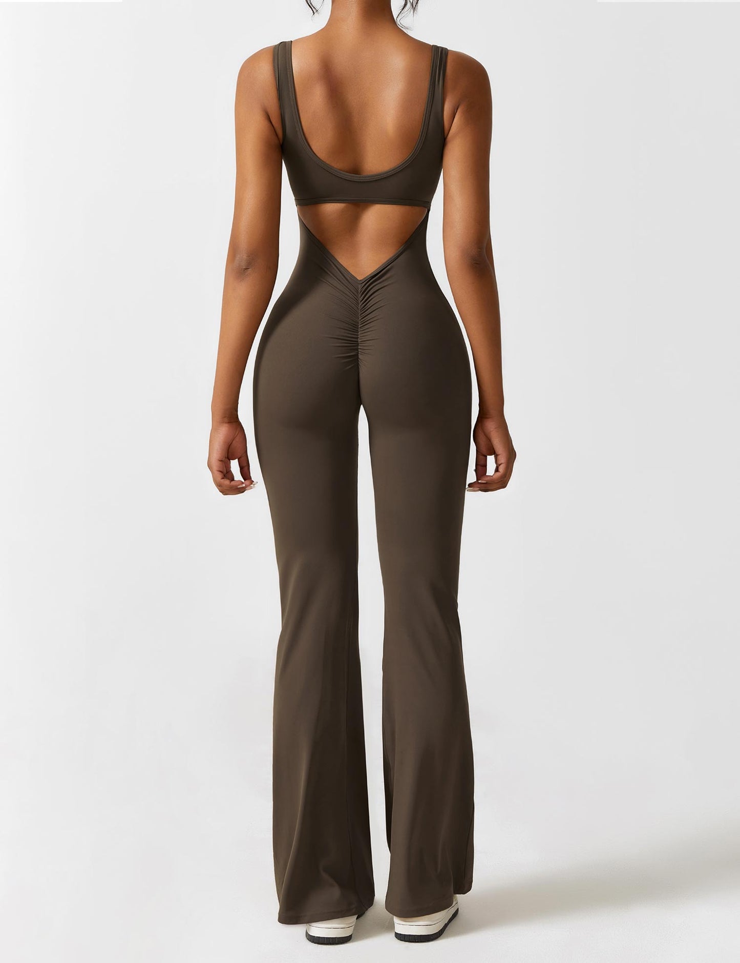 Grace | Open Back Yoga Jumpsuit with Flare Legs