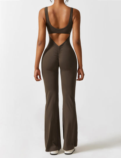 Grace | Open Back Yoga Jumpsuit with Flare Legs