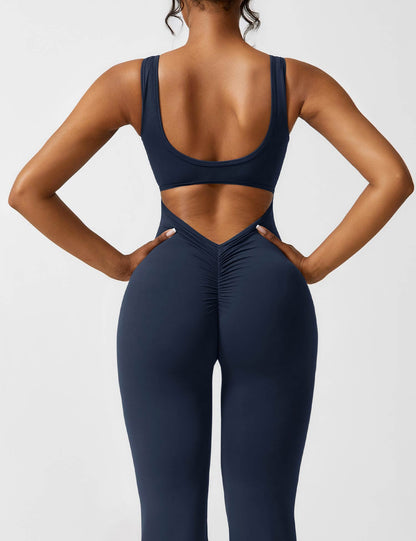 Grace | Open Back Yoga Jumpsuit with Flare Legs