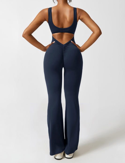 Grace | Open Back Yoga Jumpsuit with Flare Legs