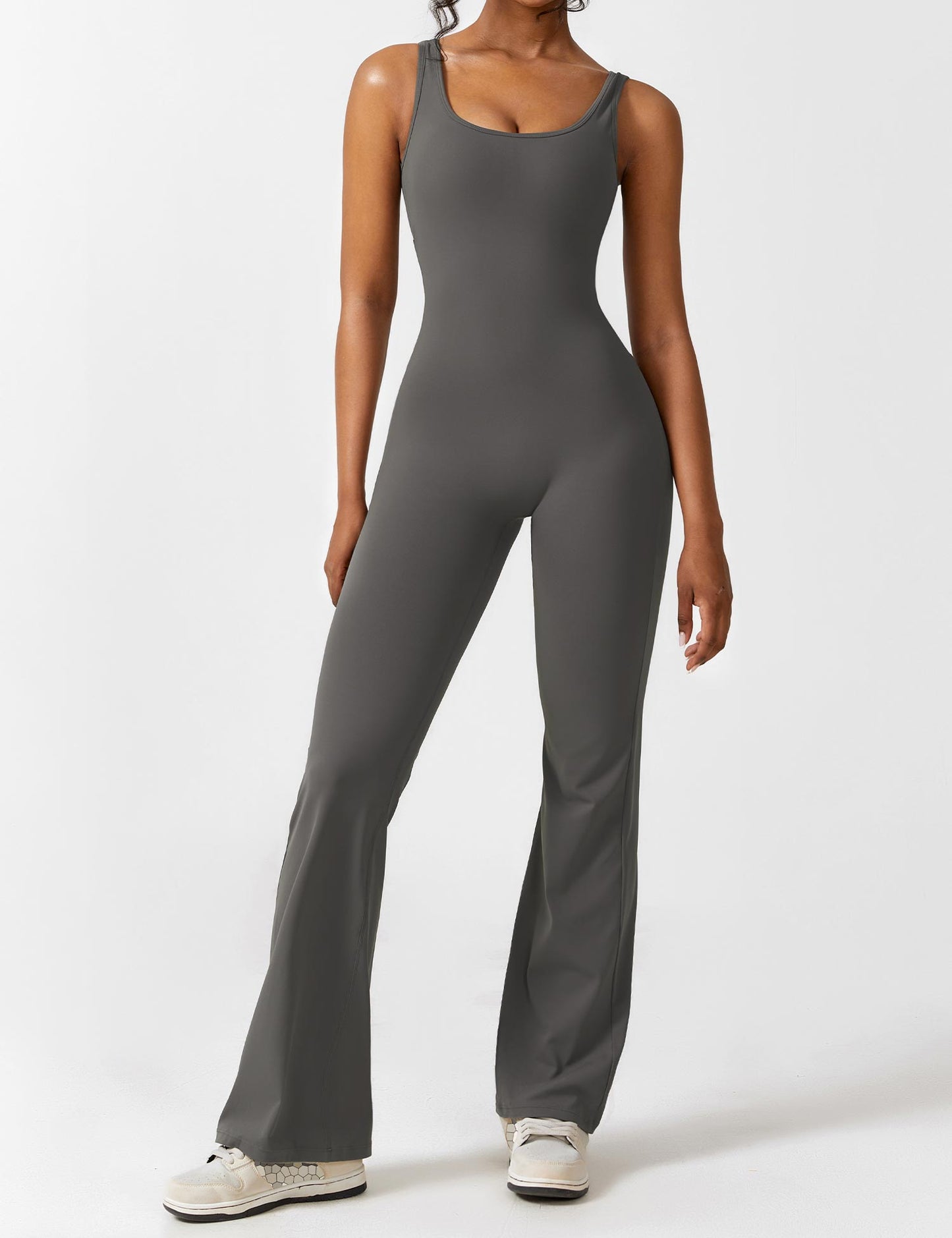 Grace | Open Back Yoga Jumpsuit with Flare Legs
