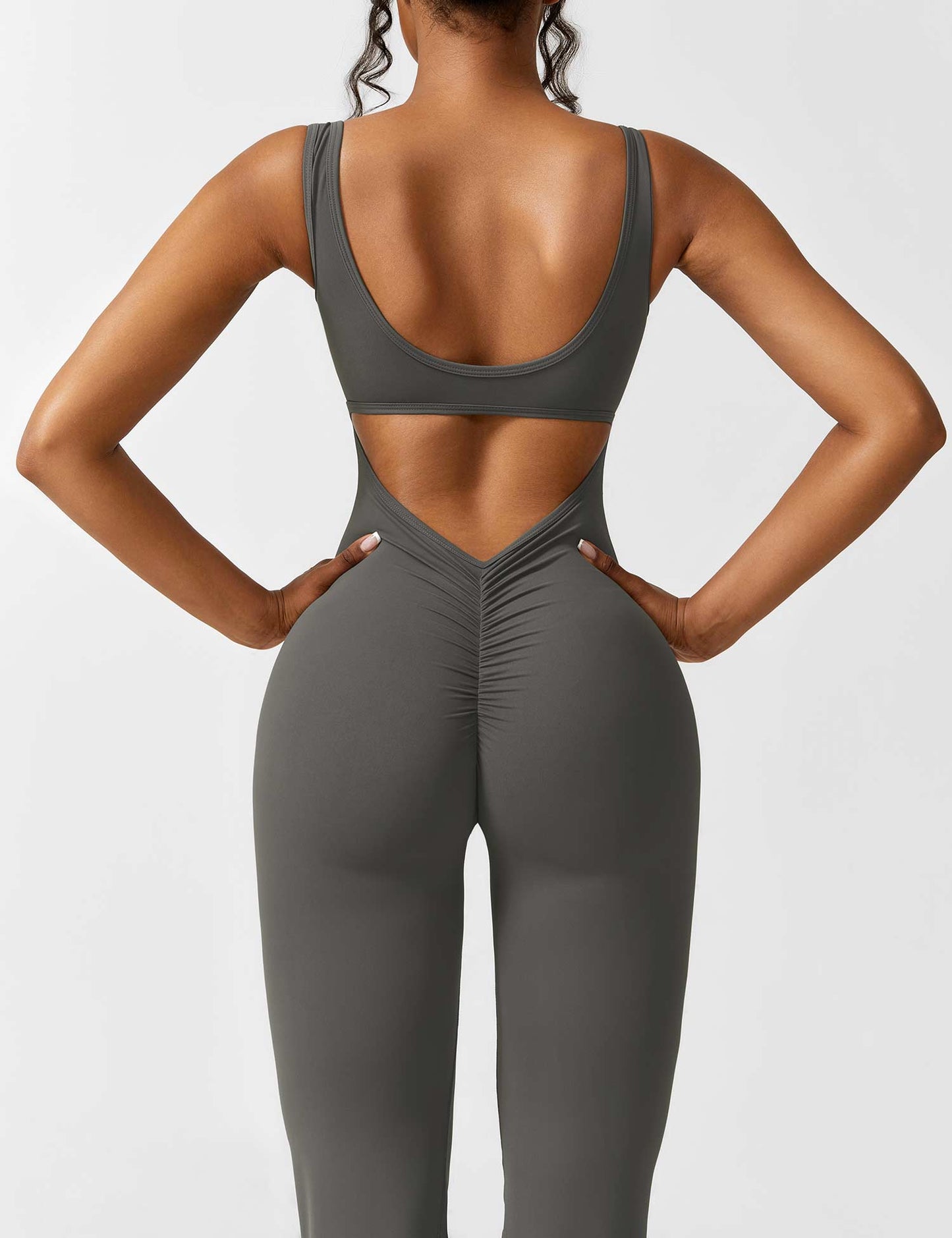 Grace | Open Back Yoga Jumpsuit with Flare Legs