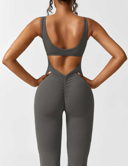 Grace | Open Back Yoga Jumpsuit with Flare Legs